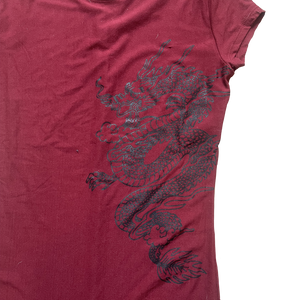 Maroon dragon derek heart cap sleeve romper