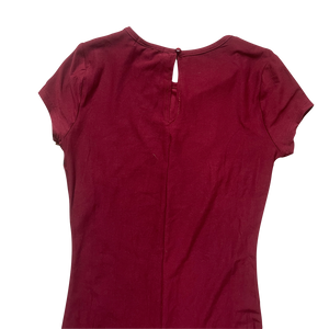 Maroon derek heart cap sleeve romper back view