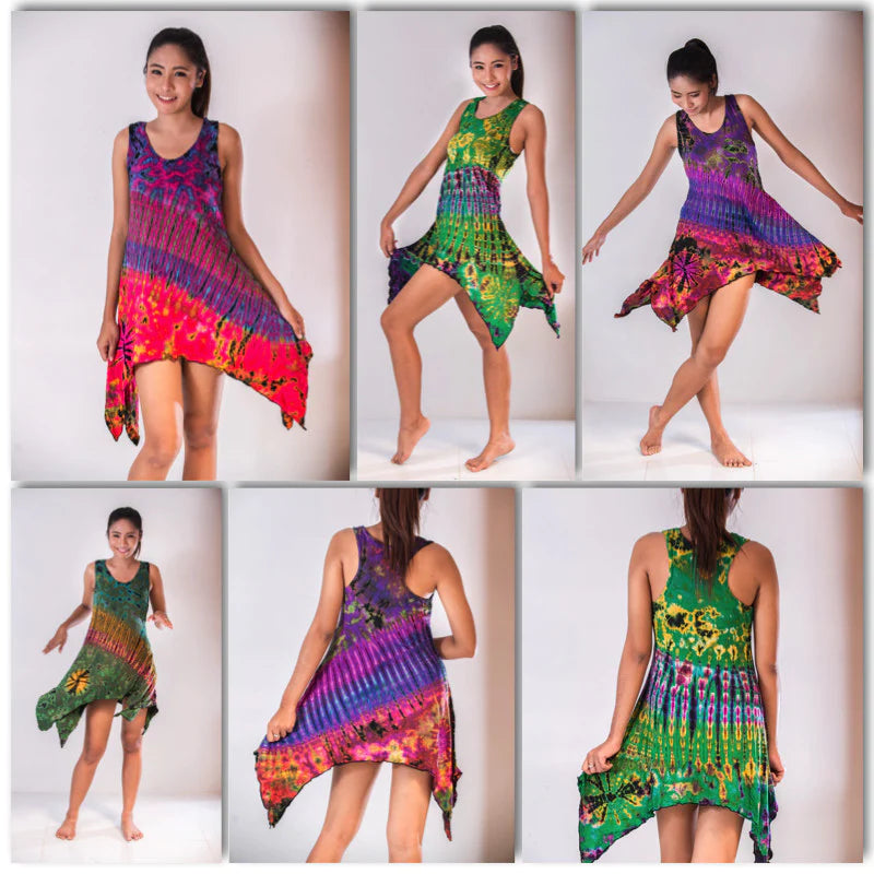 Tie Dye Yoga Tank Dresses