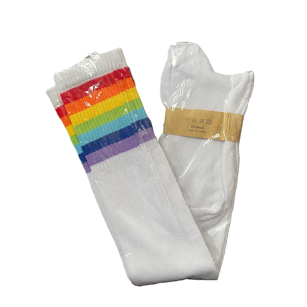 Rainbow stripe knee length socks