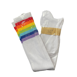 Rainbow stripe knee length socks