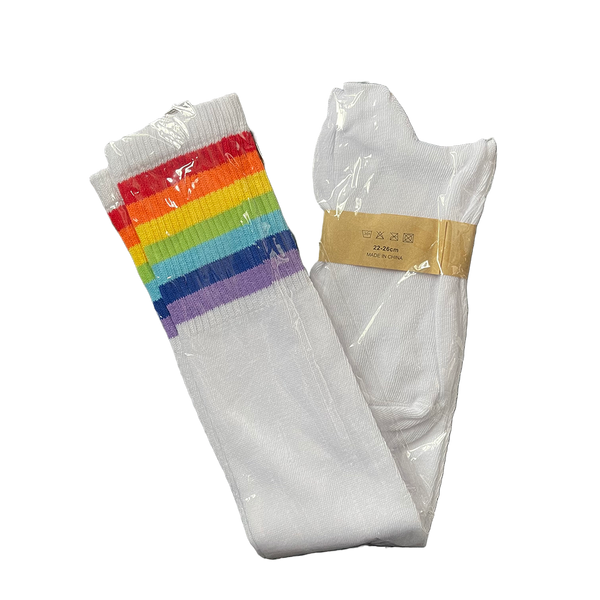 Rainbow stripe knee length socks