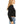 Black cropped fleece hoodie, side view.