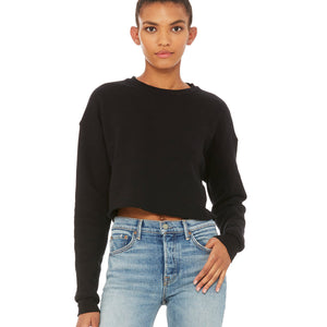 Black cropped top crew. Front view.