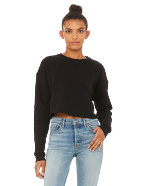 Black cropped top crew. Front view.