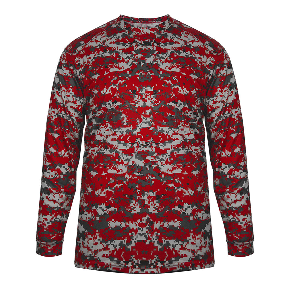 Red alleson digital camo long sleeve shirt youth