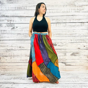 Patchwork Long Maxi Cotton Skirt