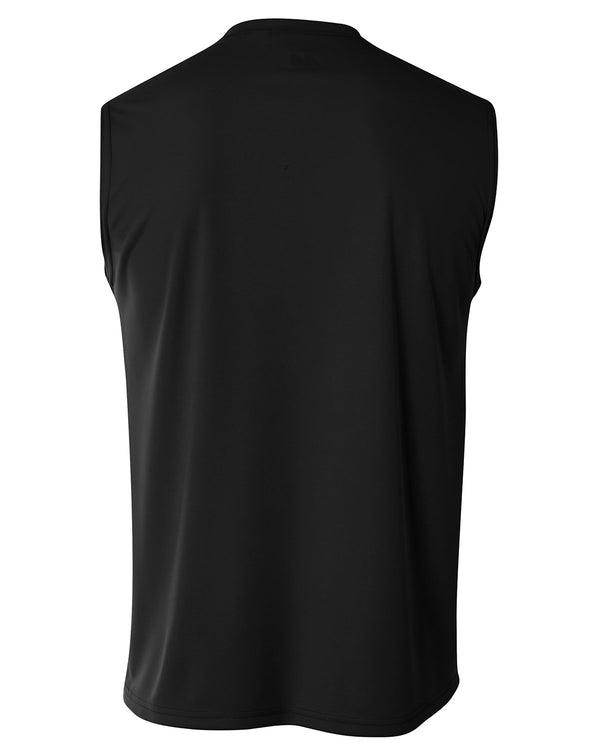 Black muscle tee Back view.