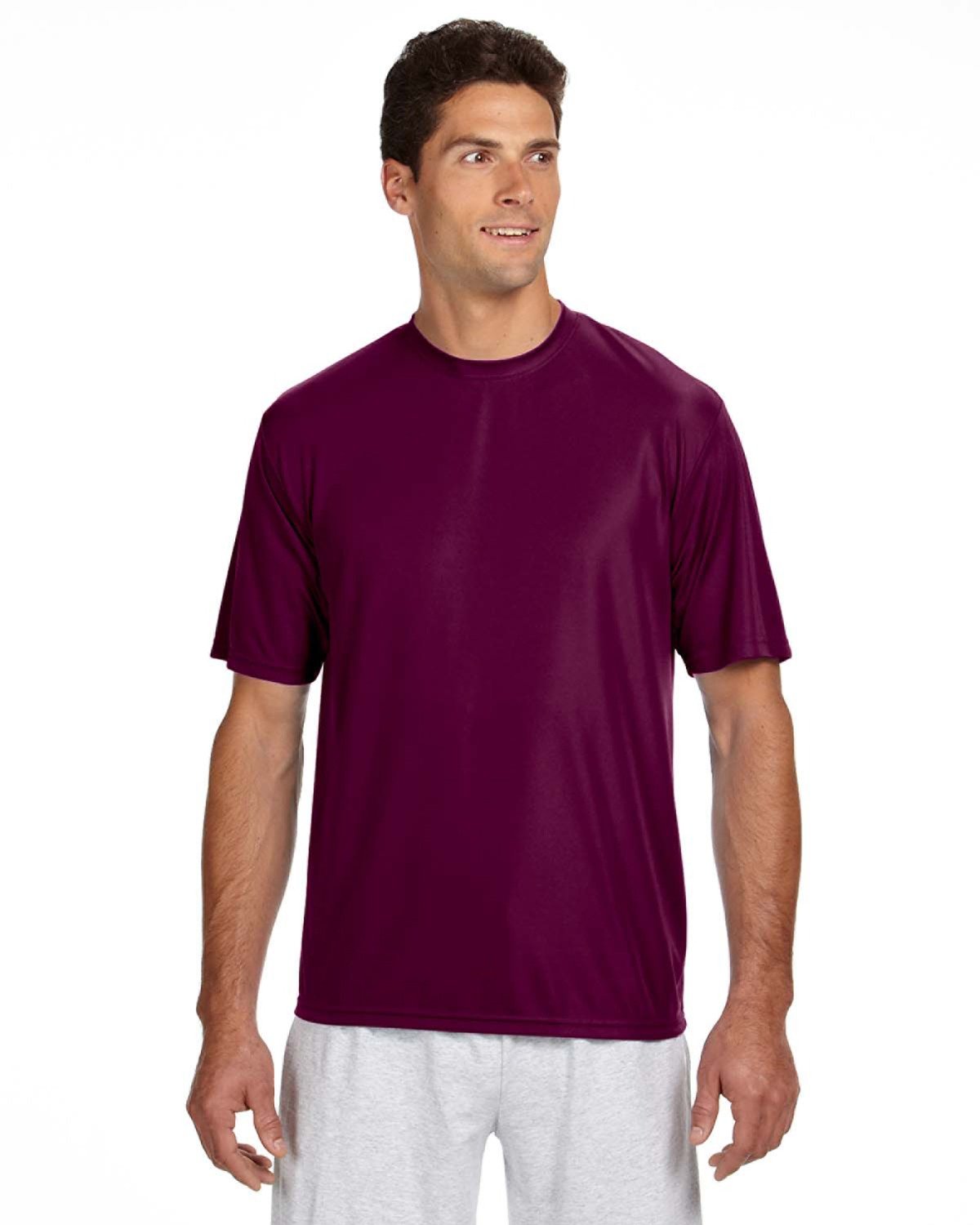 Maroon t-shirt, front view.