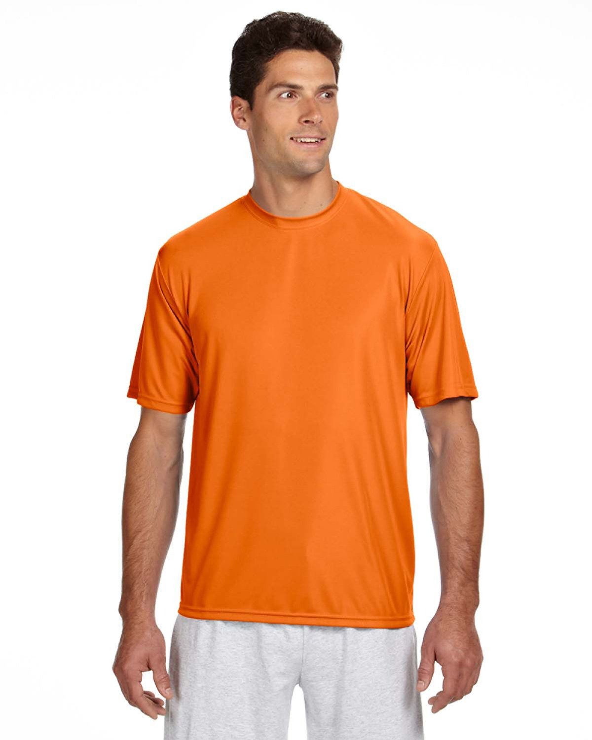 Safety orange t-shirt, front view.