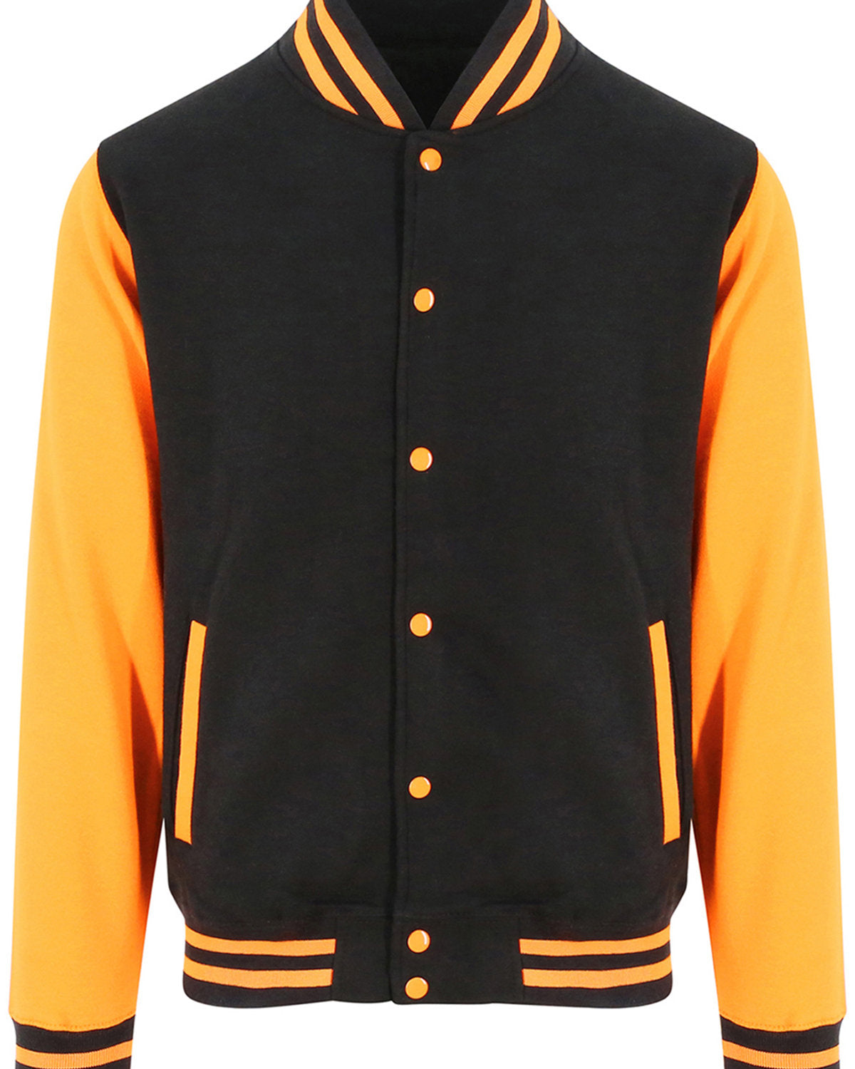 Just Hoods By AWDis Adult Letterman Jacket Orange and Black