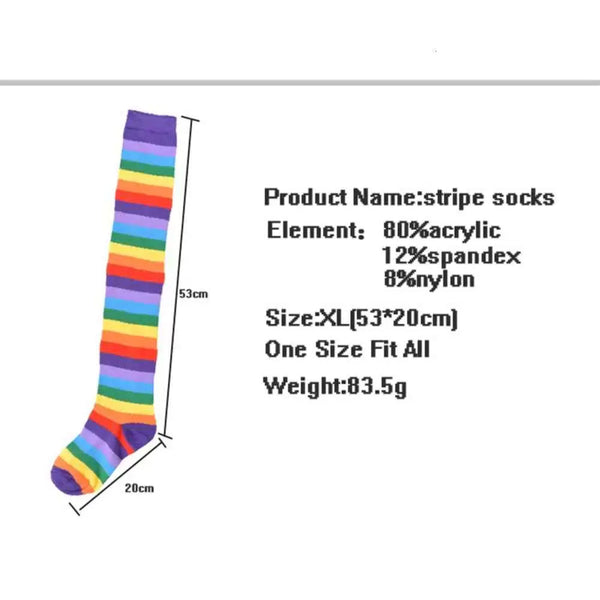 Rainbow stripe knee length socks