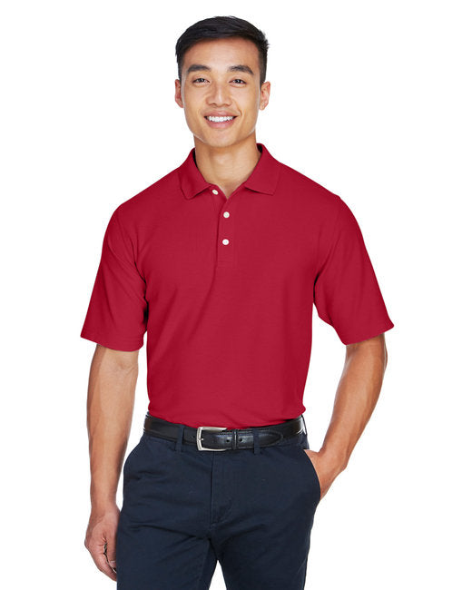 Red performance polo