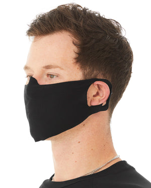 Black bella canvas jersey daily face cover side view