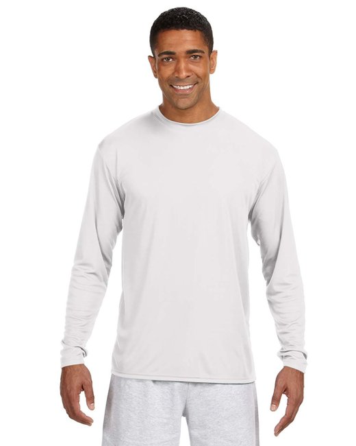 White a4 mens cooling performance long sleeve t-shirt