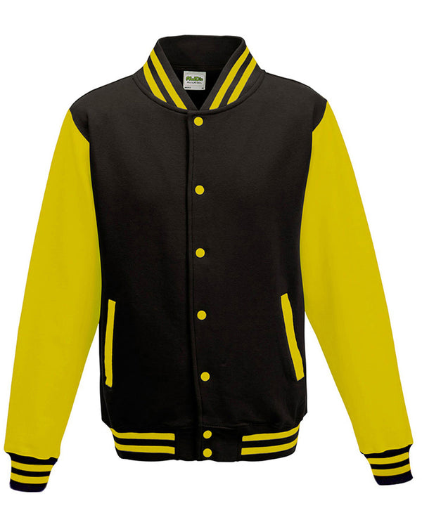 Just Hoods By AWDis Adult Letterman Jacket Yellow and Black